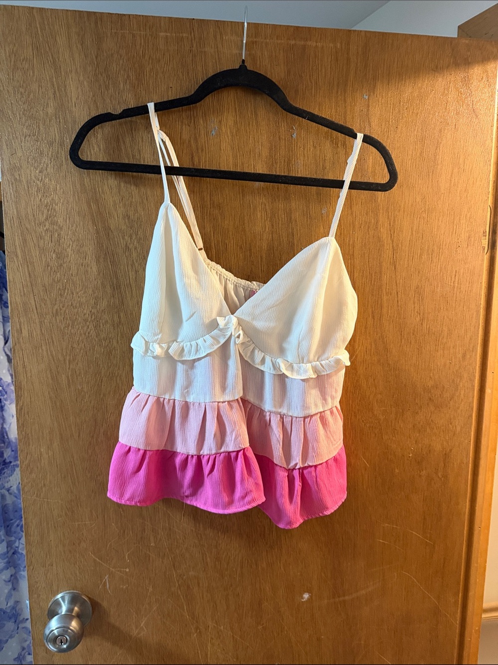 Tiered Pink Ombre Ruffle Cami Top